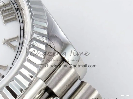 MiroTime 0108 DayDate 40 SS JDF 904L Steel White Roman Dial on President Bracelet VR3255 V3 (Gain Weight) Resilient 1424